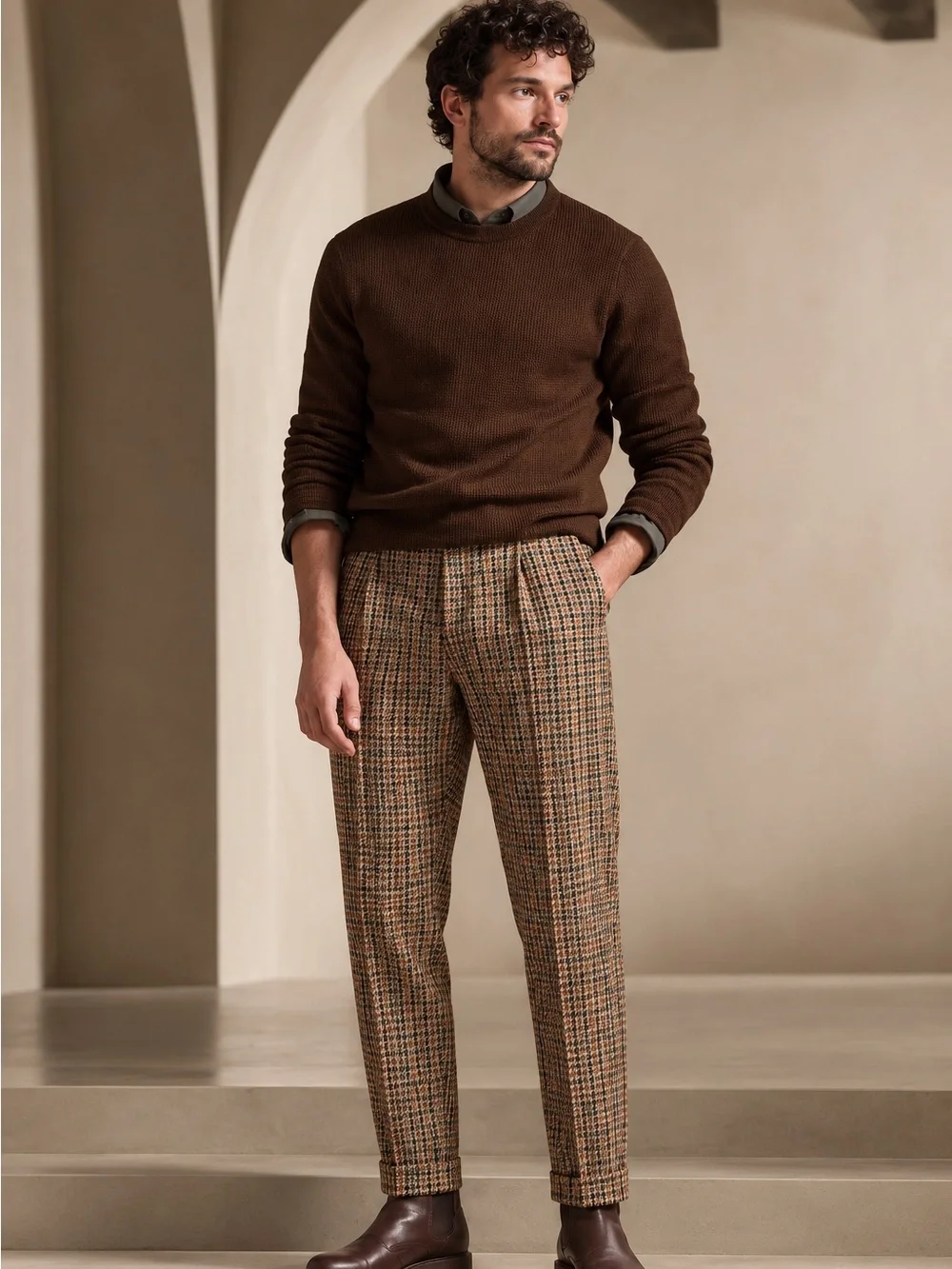 Banana Republic Derby Italian Wool Tweed Houndstooth Suit Pants